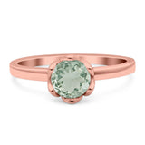 Floral Round Natural Stone Solitaire Ring