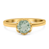 Floral Round Natural Stone Solitaire Ring