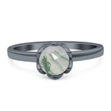 Floral Round Natural Stone Solitaire Ring