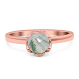 Floral Round Natural Stone Solitaire Ring