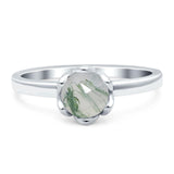 Floral Round Natural Stone Solitaire Ring