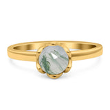 Floral Round Natural Stone Solitaire Ring