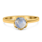 Floral Round Natural Stone Solitaire Ring