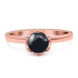 Floral Round Natural Stone Solitaire Ring