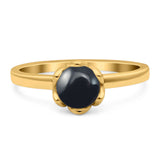 Floral Round Natural Stone Solitaire Ring