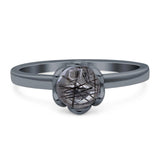 Floral Round Natural Stone Solitaire Ring