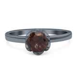 Floral Round Natural Stone Solitaire Ring