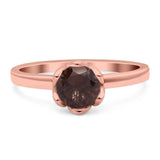 Floral Round Natural Stone Solitaire Ring