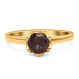 Floral Round Natural Stone Solitaire Ring