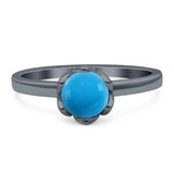 Floral Round Natural Stone Solitaire Ring