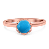Floral Round Natural Stone Solitaire Ring