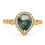 Pear Teardrop Natural Stone Wedding Ring