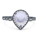 Pear Teardrop Natural Stone Wedding Ring