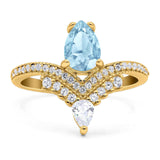 Pear Teardrop Natural Stone Wedding Ring