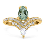 Pear Teardrop Natural Stone Wedding Ring