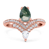 Pear Teardrop Natural Stone Wedding Ring