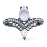 Pear Teardrop Natural Stone Wedding Ring
