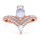 Pear Teardrop Natural Stone Wedding Ring