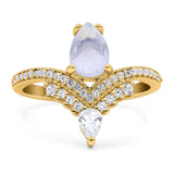 Pear Teardrop Natural Stone Wedding Ring