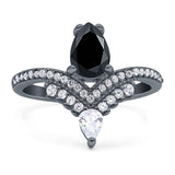 Pear Teardrop Natural Stone Wedding Ring