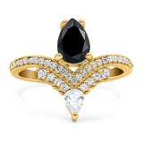 Pear Teardrop Natural Stone Wedding Ring