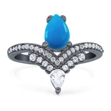 Pear Teardrop Natural Stone Wedding Ring