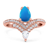 Pear Teardrop Natural Stone Wedding Ring