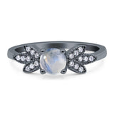 Art Deco Round Natural Stone Floral Ring