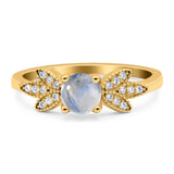 Art Deco Round Natural Stone Floral Ring