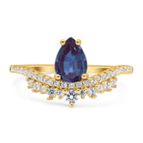 Pear Teardrop Natural Stone Wedding Ring