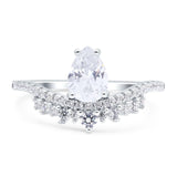 Pear Teardrop Natural Stone Wedding Ring