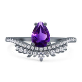 Pear Teardrop Natural Stone Wedding Ring