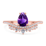 Pear Teardrop Natural Stone Wedding Ring