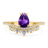 Pear Teardrop Natural Stone Wedding Ring