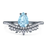 Pear Teardrop Natural Stone Wedding Ring