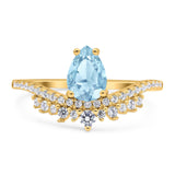 Pear Teardrop Natural Stone Wedding Ring