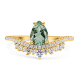 Pear Teardrop Natural Stone Wedding Ring