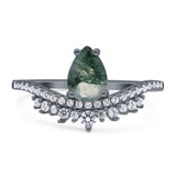 Pear Teardrop Natural Stone Wedding Ring