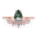 Pear Teardrop Natural Stone Wedding Ring