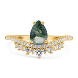 Pear Teardrop Natural Stone Wedding Ring