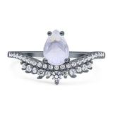 Pear Teardrop Natural Stone Wedding Ring