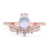 Pear Teardrop Natural Stone Wedding Ring
