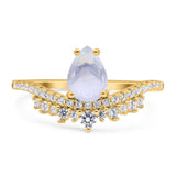 Pear Teardrop Natural Stone Wedding Ring
