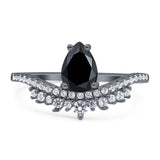 Pear Teardrop Natural Stone Wedding Ring