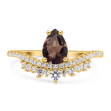 Pear Teardrop Natural Stone Wedding Ring