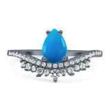 Pear Teardrop Natural Stone Wedding Ring