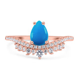 Pear Teardrop Natural Stone Wedding Ring