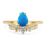 Pear Teardrop Natural Stone Wedding Ring