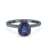 Pear Teardrop Natural Stone Solitaire Ring