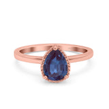Pear Teardrop Natural Stone Solitaire Ring